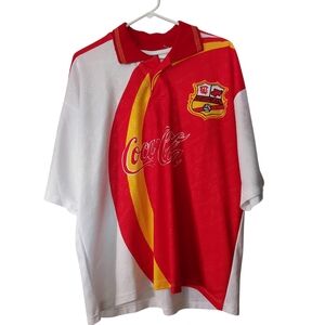 Atletico Morelia 1997 Away Kit Coca-Cola Red and Yellow Soccer Jersey EUC